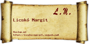 Licskó Margit névjegykártya